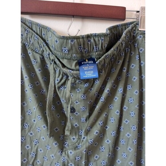 Stafford Mens Pajama 2 Piece Sleep Set Cotton Blend Elastic Waist Size L - Picture 7 of 8